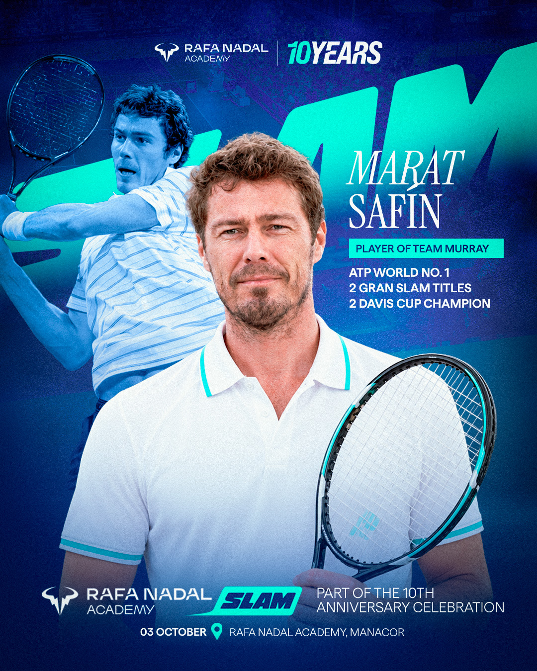 Marat Safin disputará el Rafa Nadal Academy Slam con el Team Murray